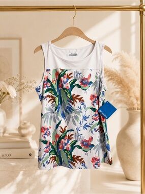 Columbia Chill River Tank M Floral Omni-Freeze UPF 50 Omni-Wick NWT